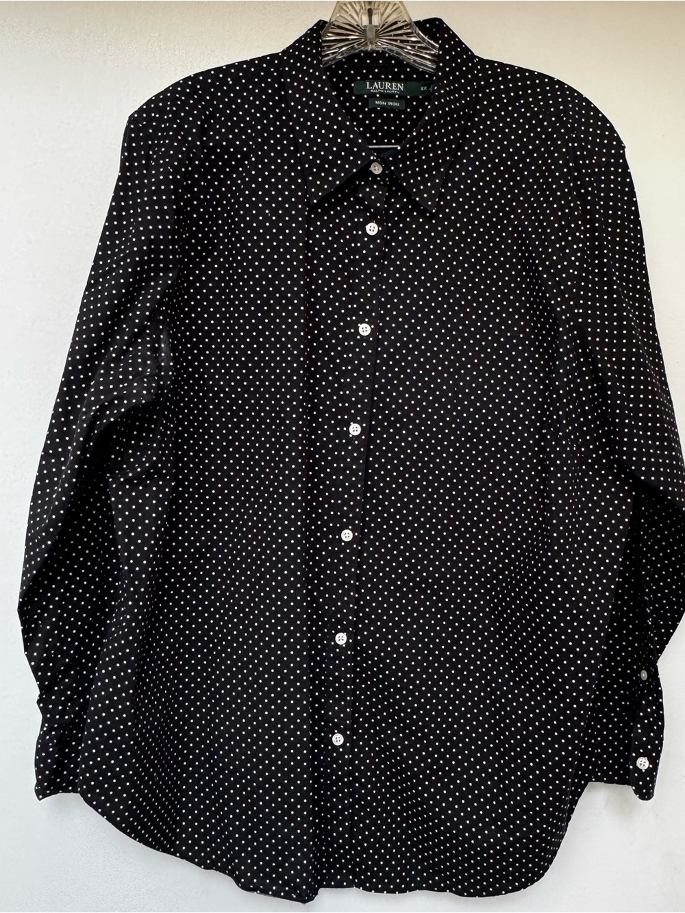 Women’s Ralph Lauren Black Shirt with White Polka Dots
